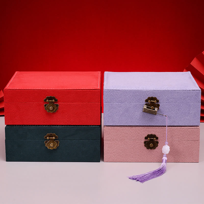 Elegant Two-Layer Flannel Jewelry Box Organizer with Secure Lock