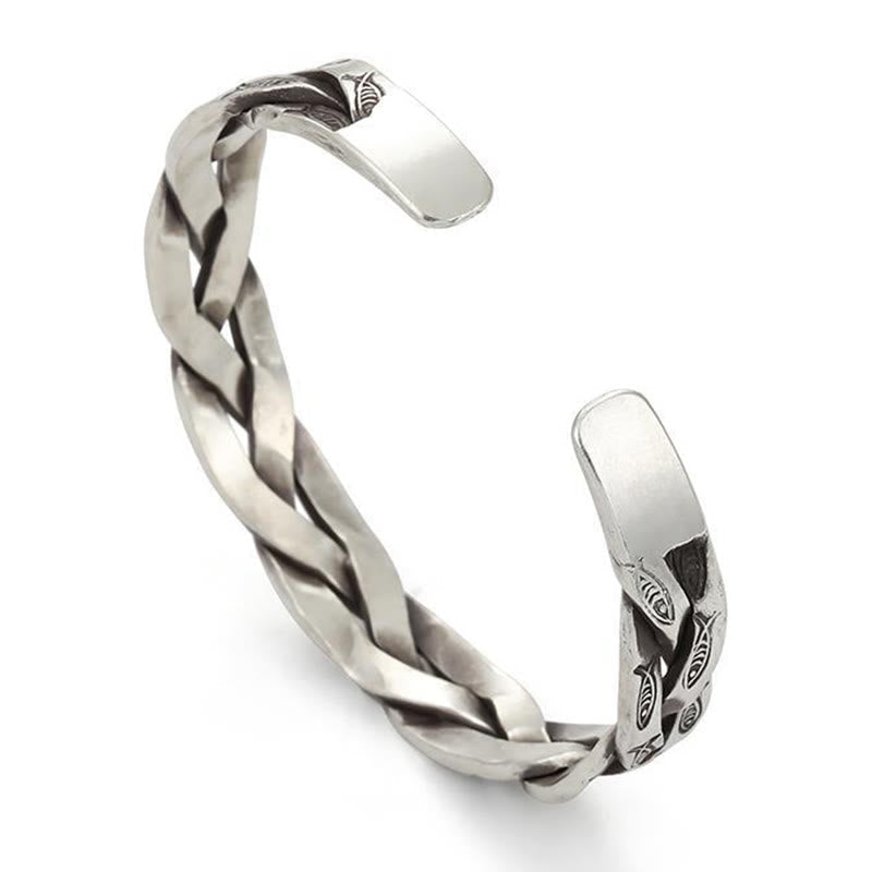 Koi Fish Twisted Design Luck Wealth Cuff Bracelet Bangle