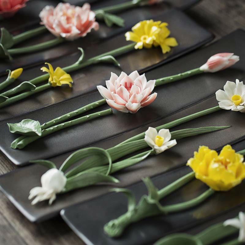 Zeniora Ceramic Incense Burner with Peony & Lotus Motifs for Mindful Ambiance