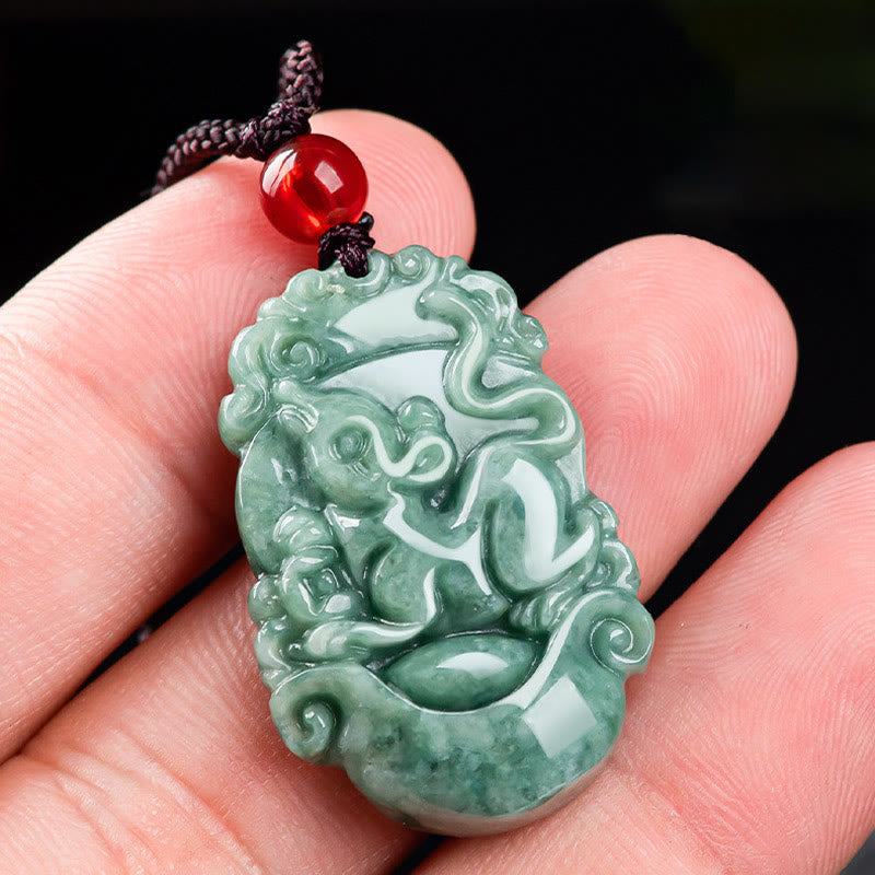 Natural Jade 12 Chinese Zodiac Prosperity Necklace Pendant