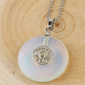 Opal Handcrafted Lotus Pendant Necklace for Mindfulness