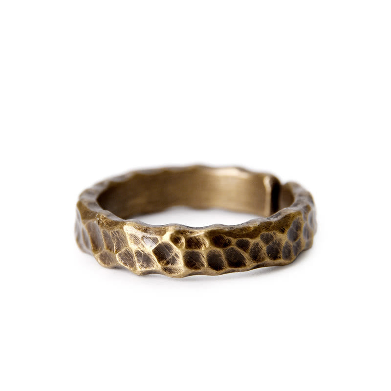 Handcrafted Tibetan Bump Texture Adjustable Copper Brass Ring for Men & Women