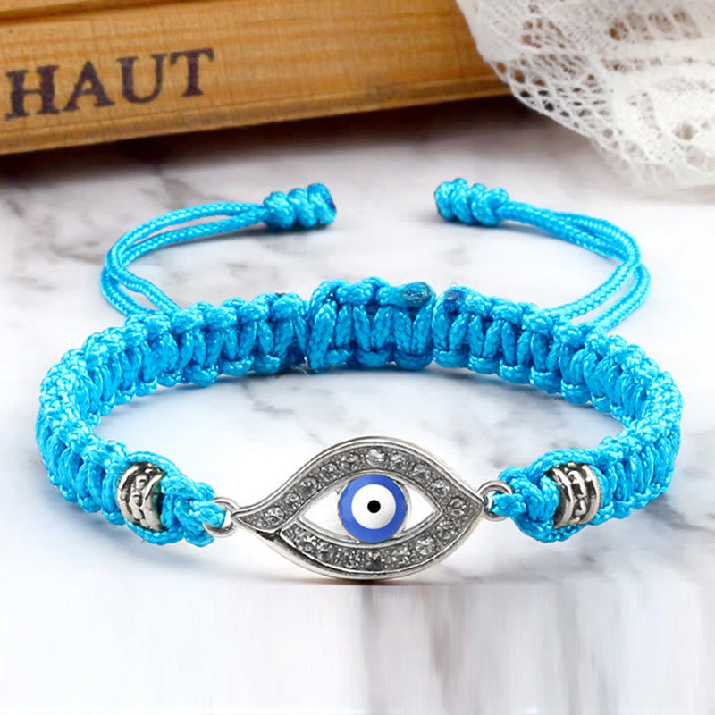 Handmade Evil Eye Red String Braided Bracelet with Gold or Silver Border