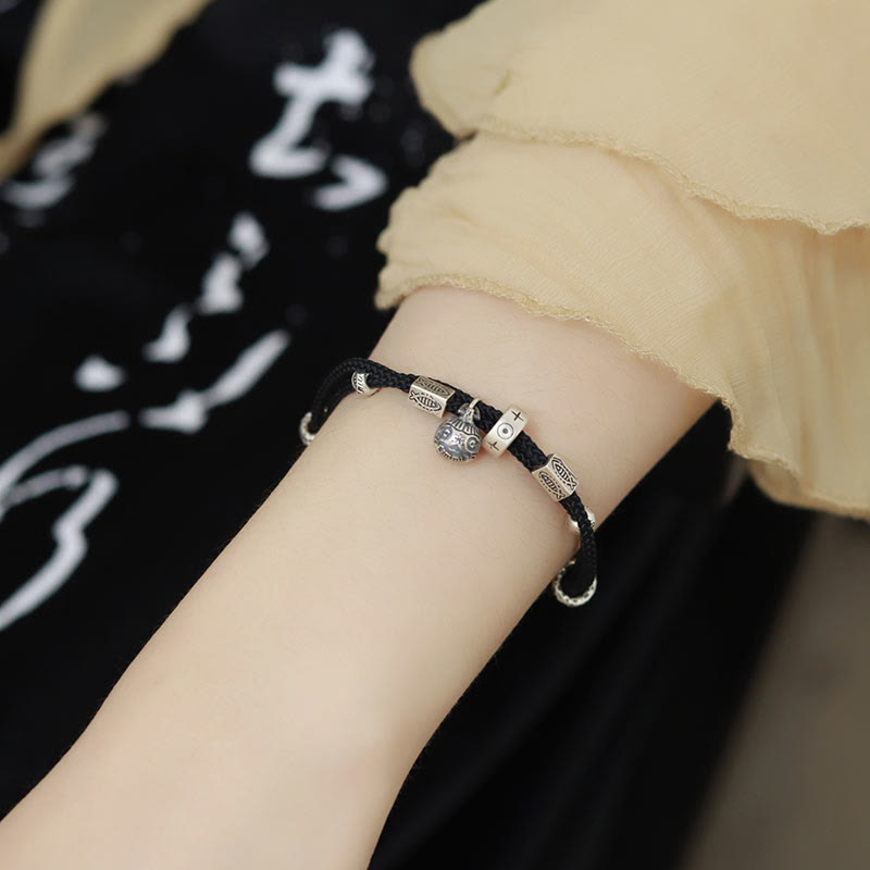 925 Sterling Silver Gold Swallowing Beast Koi Fish Wealth Handcrafted Braided Bracelet