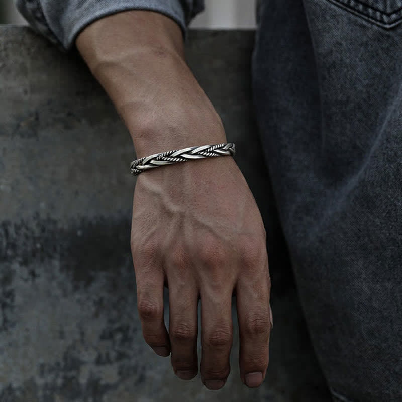 Viking Style Twisted Braided Pattern Copper Balance Bracelet