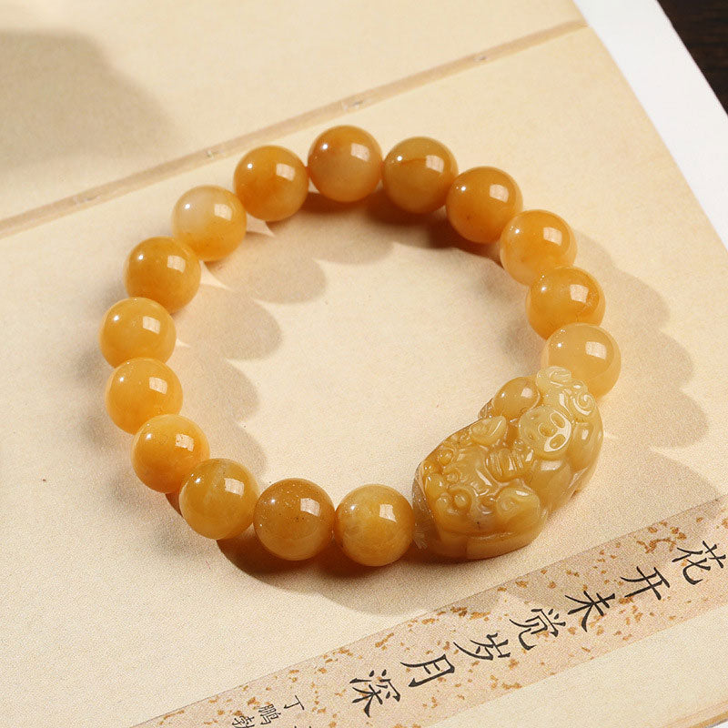 Golden Silk Jade Pixiu Wealth Bracelet