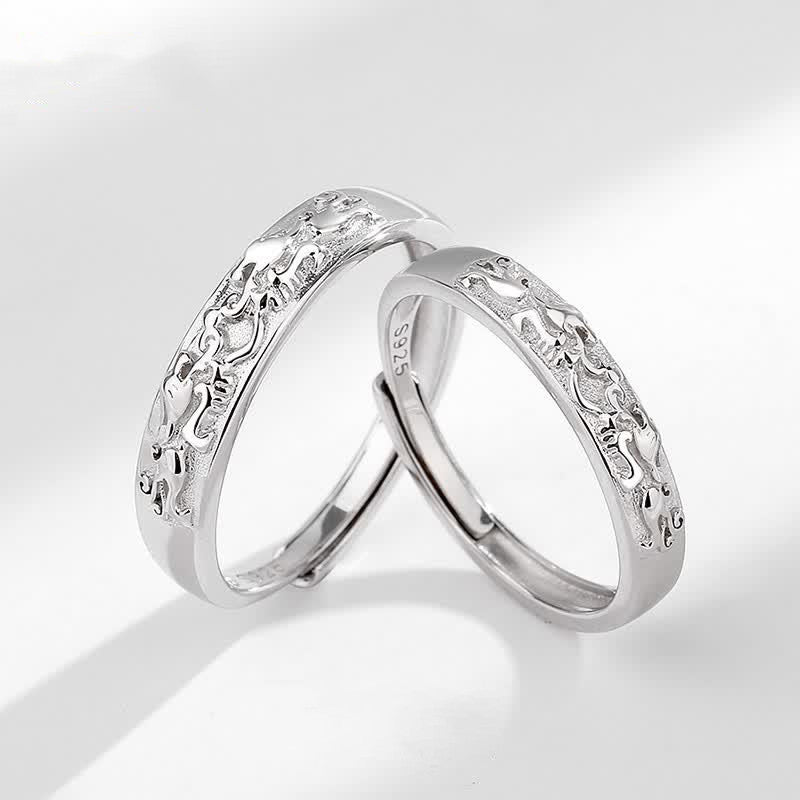 Hand-Finished 925 Sterling Silver Pixiu Adjustable Couple Ring