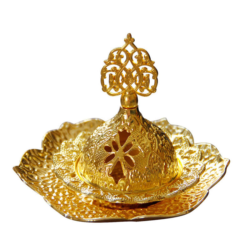 Leaf-Shaped Alloy Metal Mini Incense Burner & Ritual Coaster