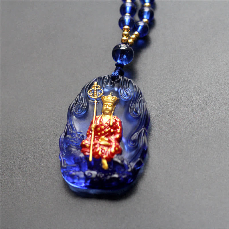 Ksitigarbha Buddha Liuli Crystal Compassion Amulet Necklace Pendant