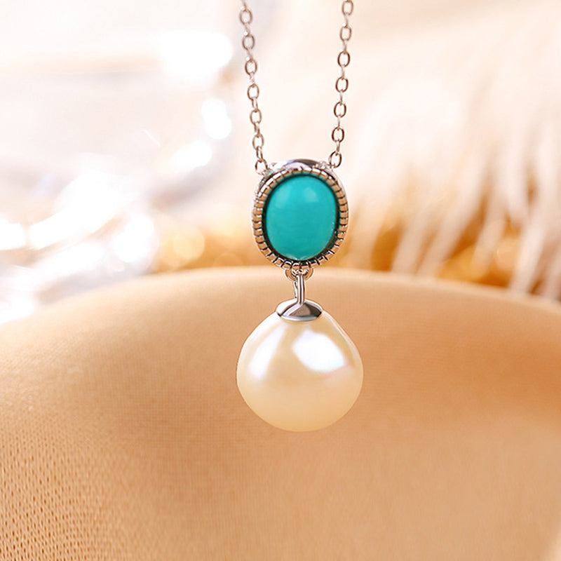925 Sterling Silver Pearl Turquoise Healing Wisdom Necklace Pendant Ring Earrings