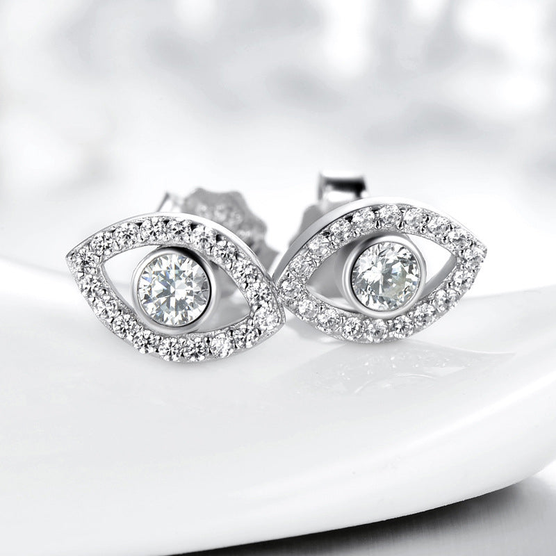925 Sterling Silver Evil Eye Symbol Protection Stud Earrings