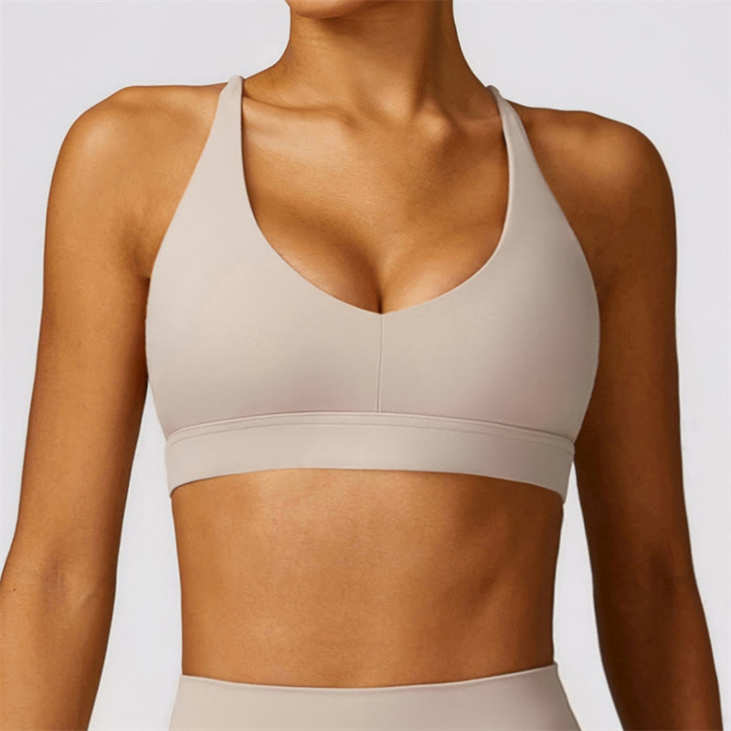 Gym Sports Yoga Backless Bra Crop Tank Top Breathable Shorts