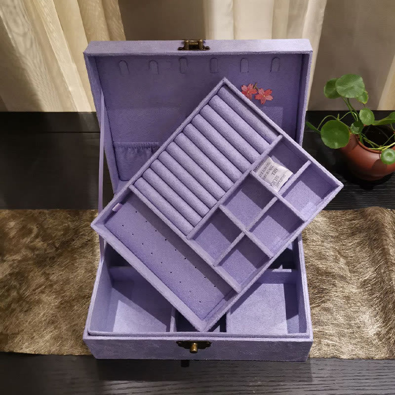 Purple Phoenix Jewelry Box Organizer Two-Layer Jewelry Storage Box Flannel Box
