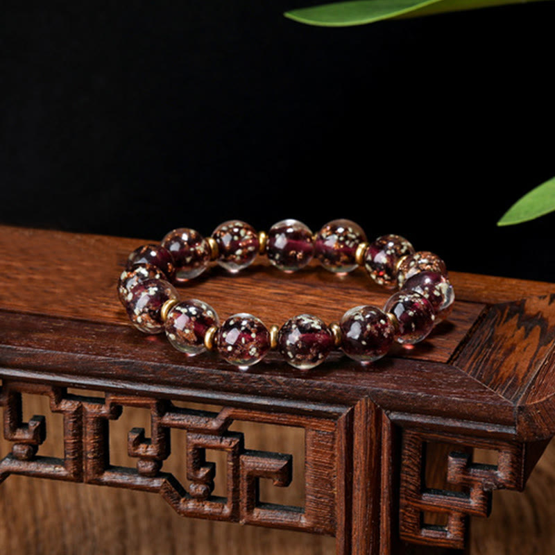 Handmade Luminous Liuli Glass Pixiu Gold Swallowing Beast Success Bracelet