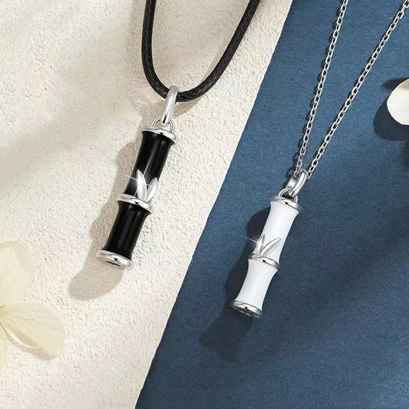 Bamboo Design Copper Luck Couple Necklace Pendant