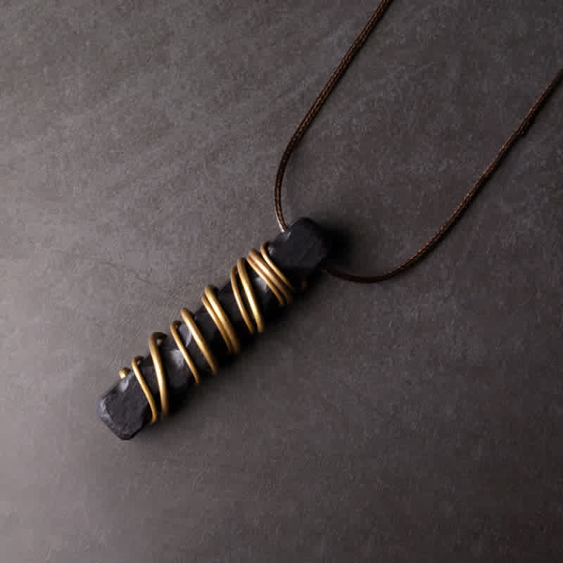 Tibet Ebony Wood Copper Balance Peace Necklace Pendant