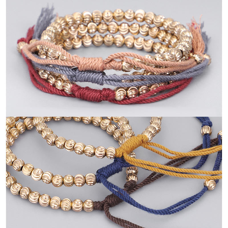 Tibetan Handmade Copper Bead Luck String Bracelet
