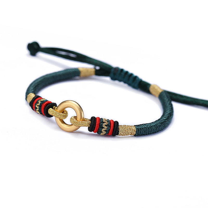 Adjustable Fine Silver & Red String Connection Bracelet for Couples