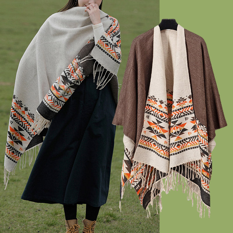 Tibetan Shawl Colorful Geometry Winter Cozy Travel Scarf Wrap