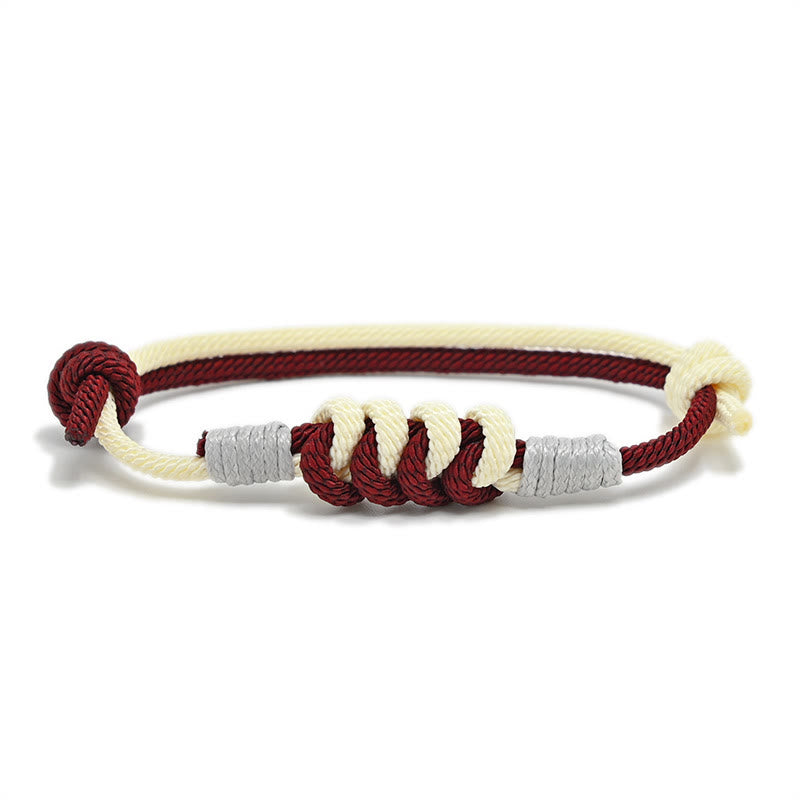 Minimalist Hand-Braided Copper Vajra Knot Red String Bracelet