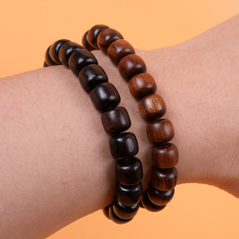 Handmade Natural Wood & Copper Beaded Meditation Bracelet