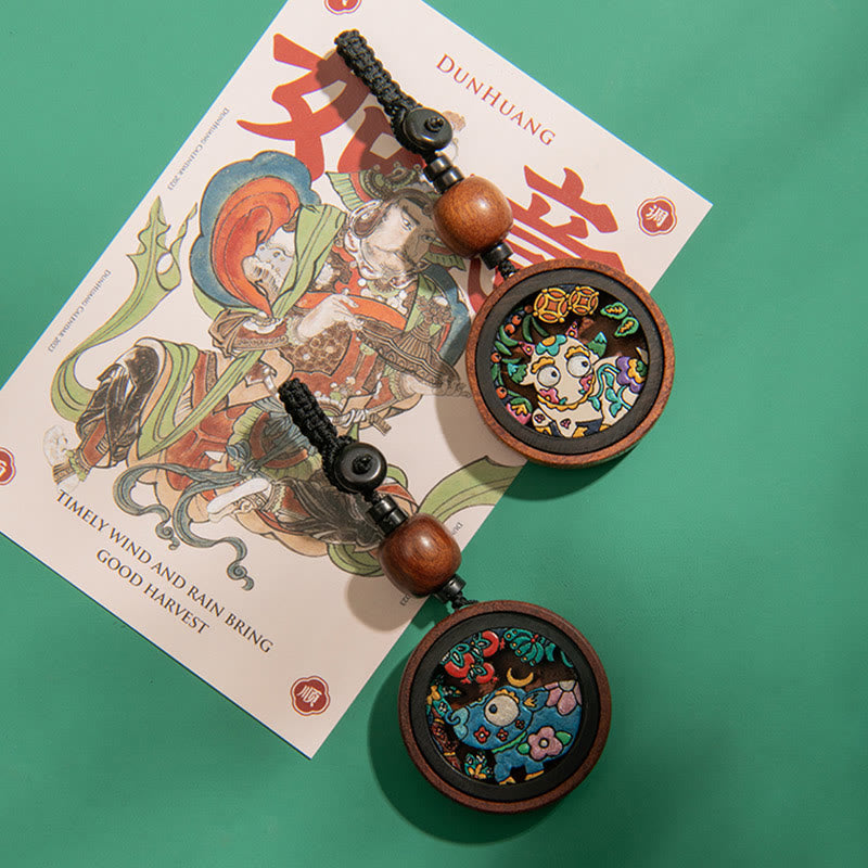 Year Of The Dragon Hand Painted Chinese Zodiac Rosewood Carved Calm Key Chain (Extra 35% Off | USE CODE: FS35)