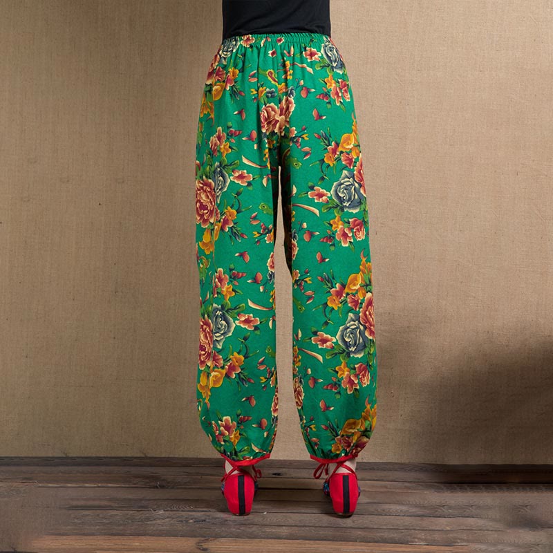 Breathable Floral Meditative Harem Pants with Pockets