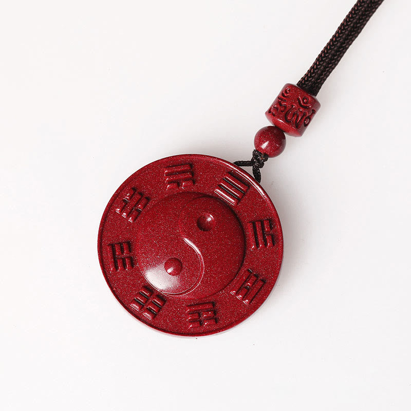 Cinnabar Yin Yang Bagua Blessing Necklace Pendant