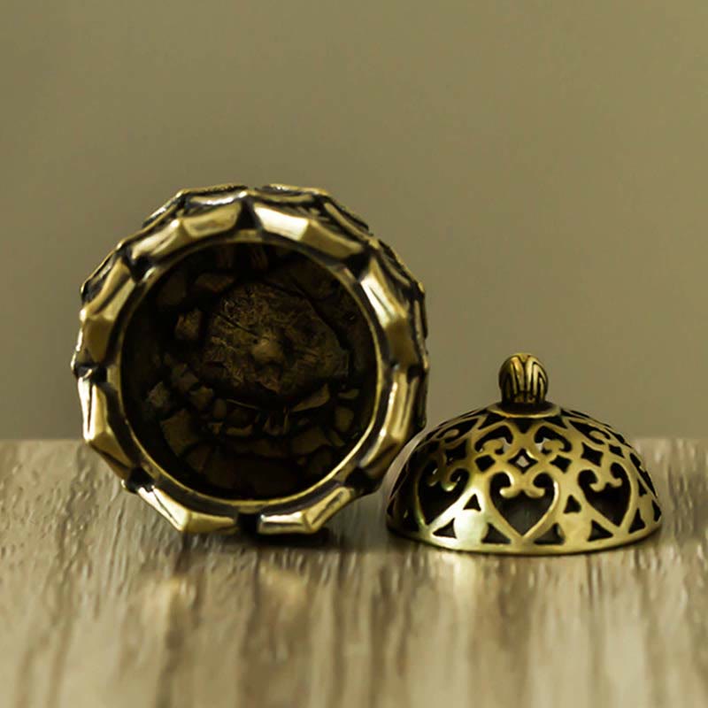 Tibetan Mini Lotus Pattern Copper and Brass Meditation Incense Burner