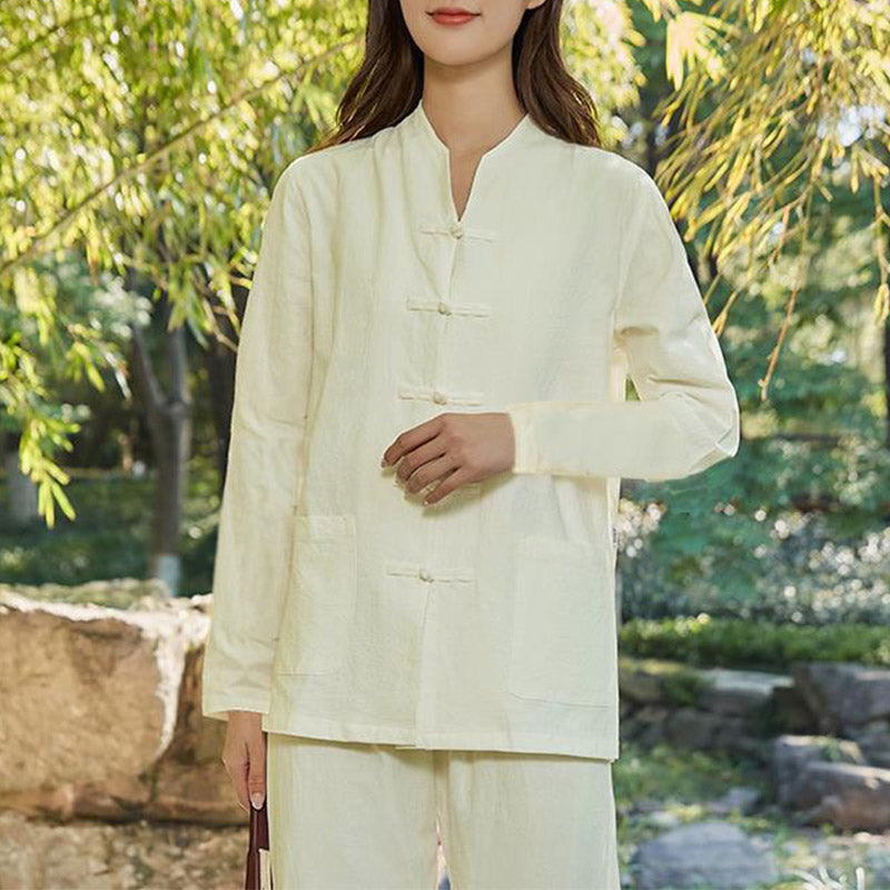 Handcrafted Cotton Linen Stand-Collar Meditation and Ritual Set