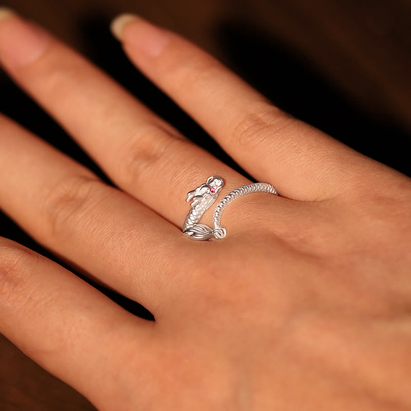 Vintage Sterling Silver Adjustable Dragon Motif Statement Ring