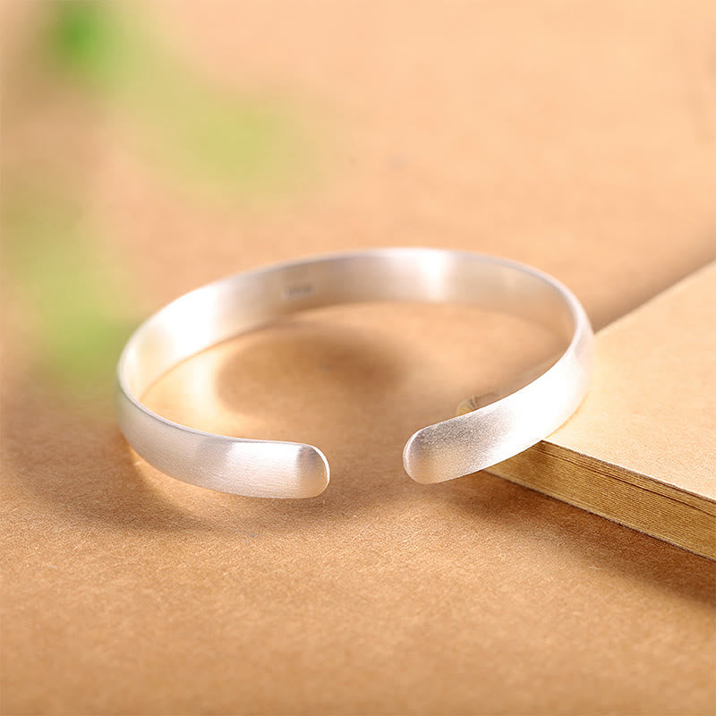 999 Sterling Silver Koi Fish Luck Cuff Bracelet Bangle