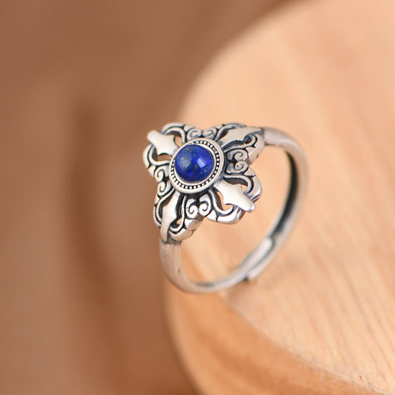 Tibet 925 Sterling Silver Natural Lapis Lazuli Adjustable Ring