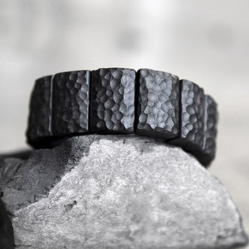 Vintage Ebony Wood Texture Peace Couple Bracelet