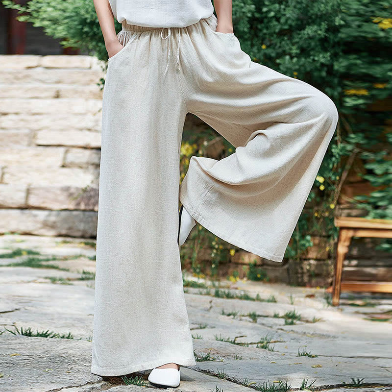 Plain Wide Leg Pants Dance Women's Yoga Pants With Pockets