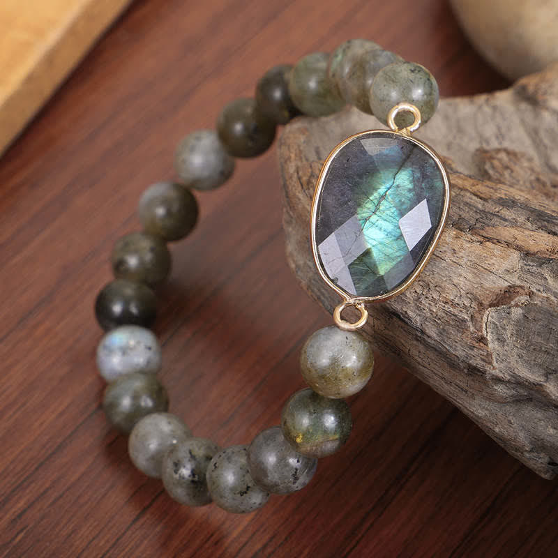 Natural Labradorite Moonstone Support Healing Beaded Bracelet