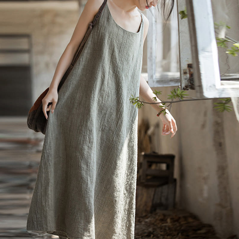 Artisanal Tie-Dye Linen Breezy Meditation Midi Dress
