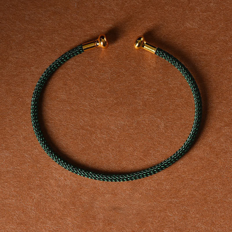 Handmade Minimalist Braided Red String Bracelet with Gold and Copper Accents