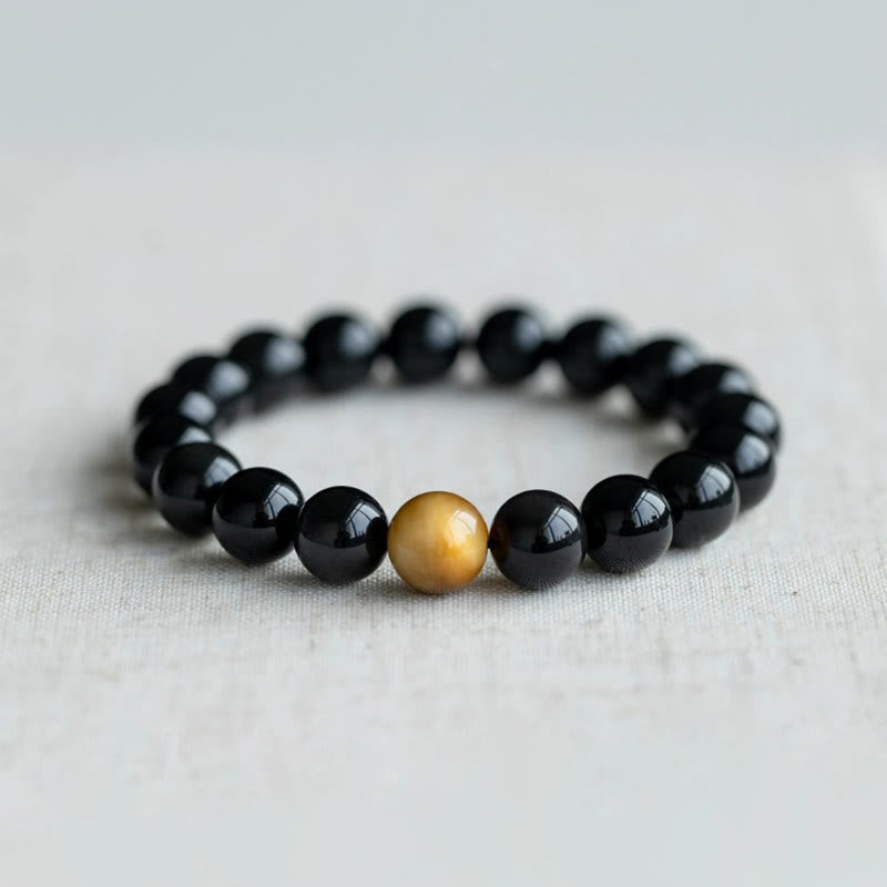 Natural Rainbow Obsidian Tiger Eye Positive Love Bracelet