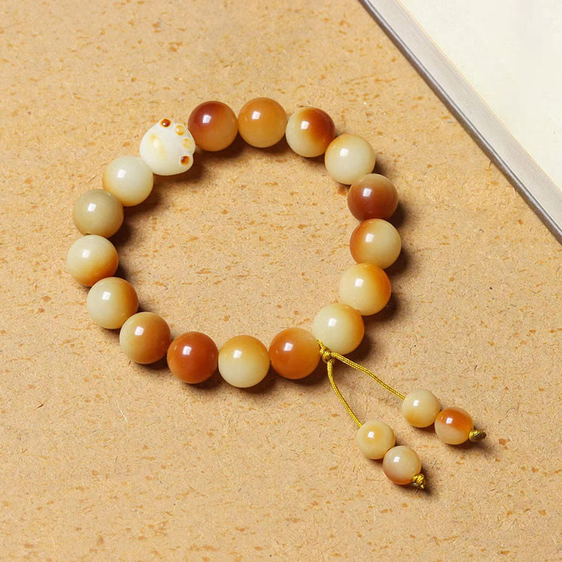Natural Bodhi Seed Paw Claw Bracelet for Peace & Wisdom (Fits 14-16cm Wrist)