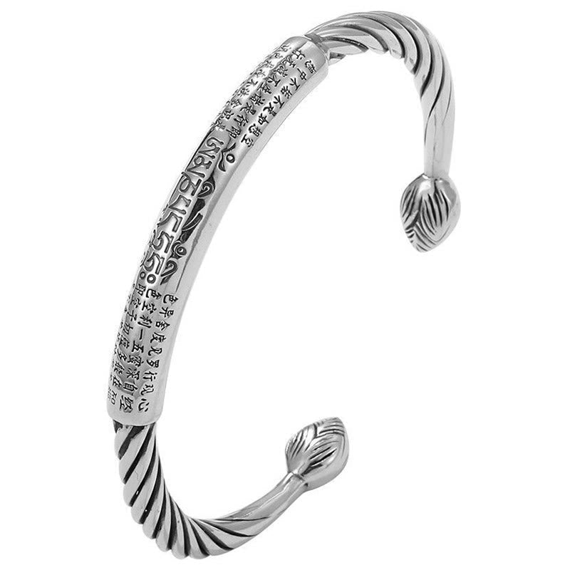 Tibetan Om Mani Padme Hum Heart Sutra Purity Cuff Bracelet