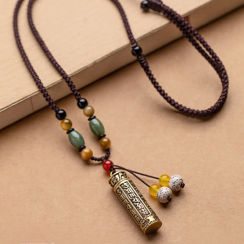 hop Tibet Om Mani Padme Hum Agate Shurangama Sutra Protection Necklace Pendant