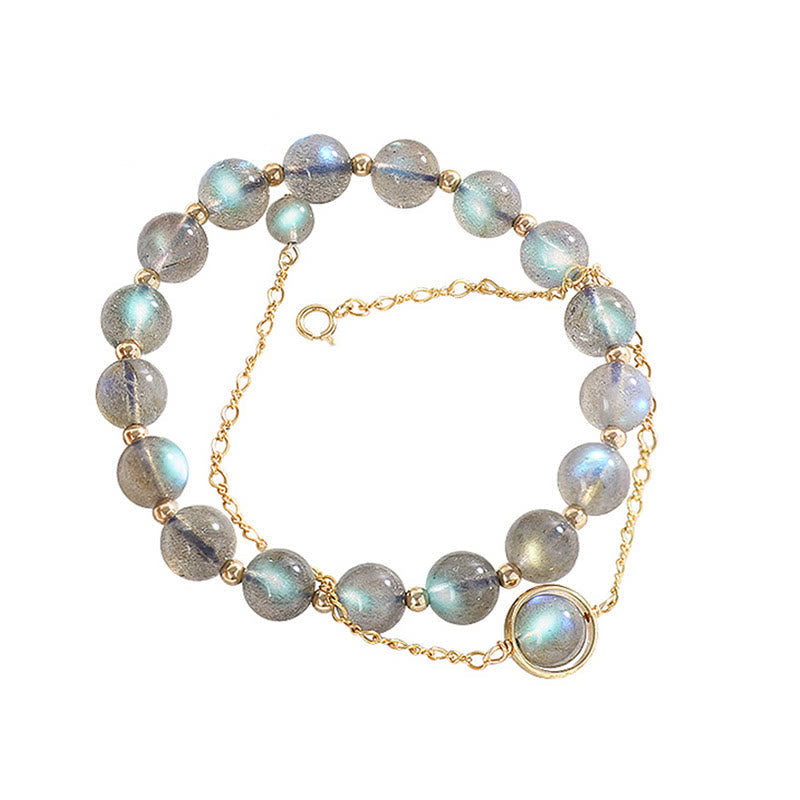 14k Gold Plated Natural Moonstone Healing Love Bracelet