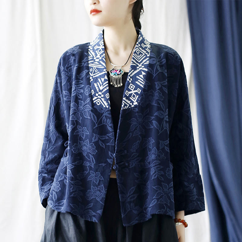 Cotton Jacquard V-Neck Mindful Meditation Jacket