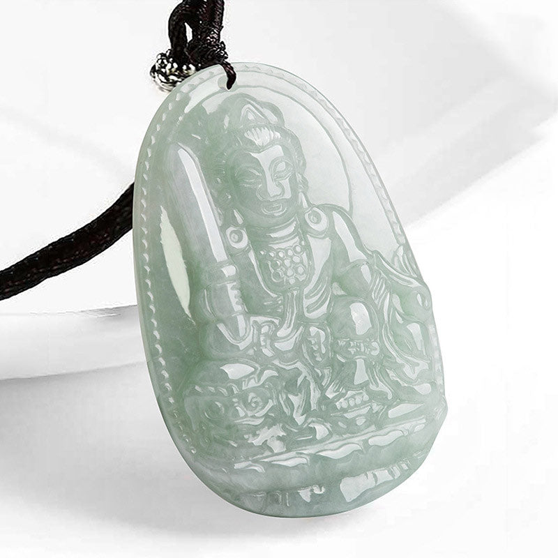 Chinese Zodiac Natal Buddha Jade Wealth Prosperity Necklace Pendant