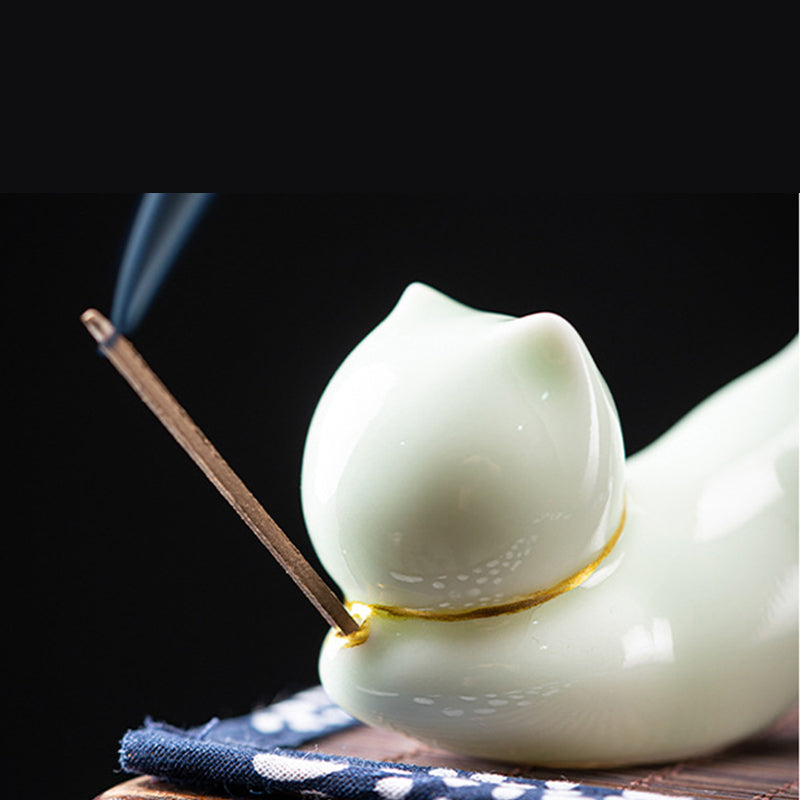 Handcrafted Ceramic Animal Figurine Incense Burner and Desktop Decoration
