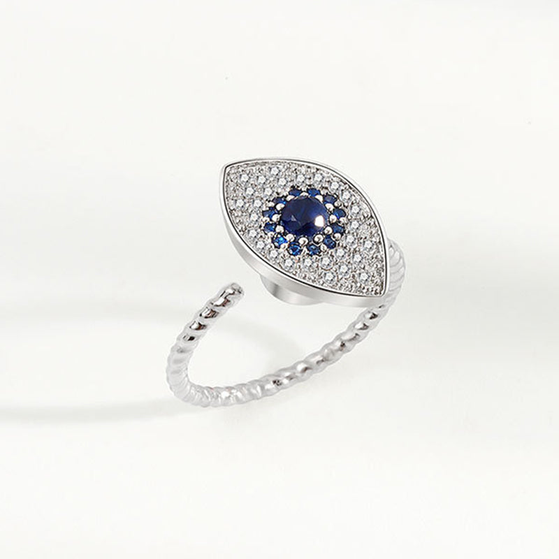 Rotatable 925 Sterling Silver Evil Eye Spinner Ring
