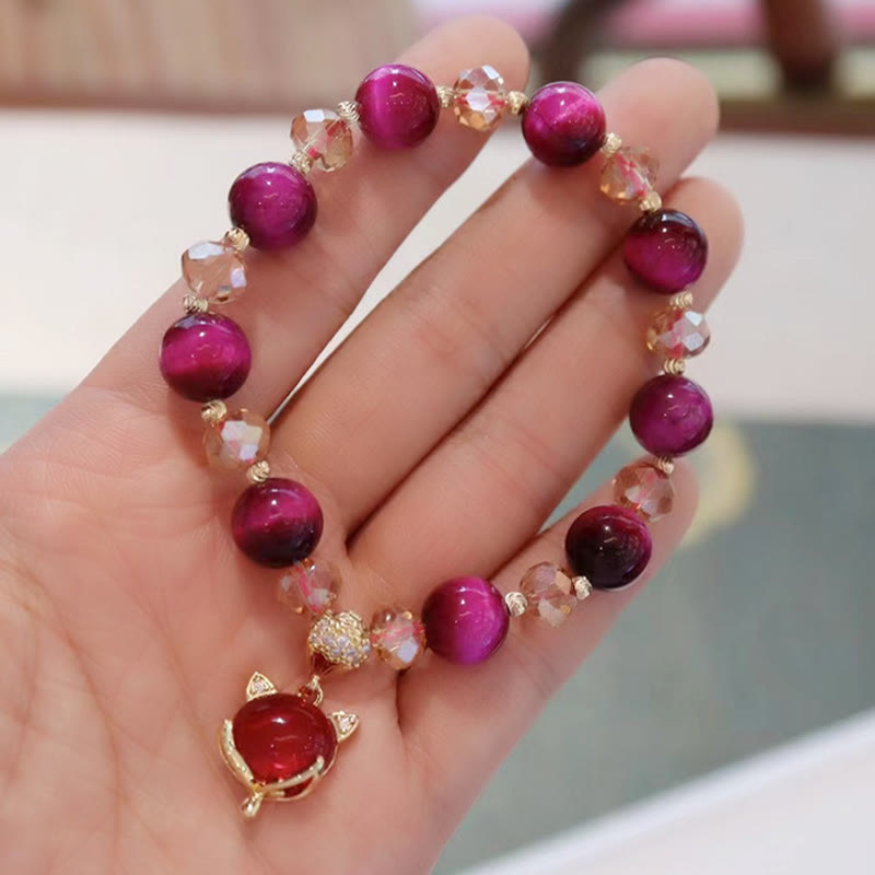 Red Tiger Eye PiXiu Fox Protection Self Confidence Bracelet