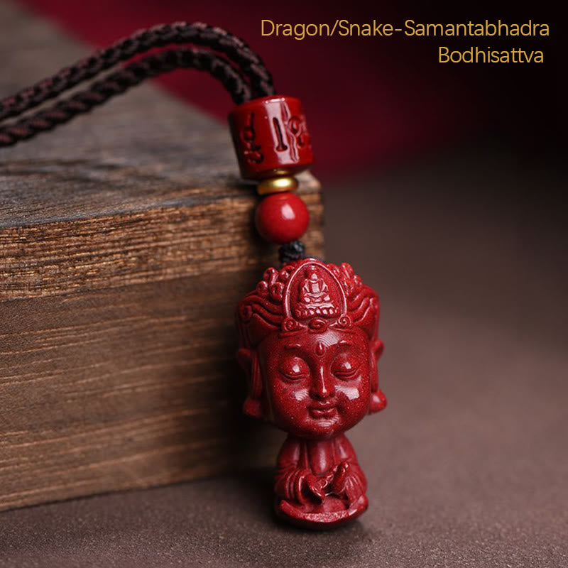 Chinese Zodiac Natal Buddha Natural Cinnabar Amulet Keep Away Evil Spirits Necklace Pendant