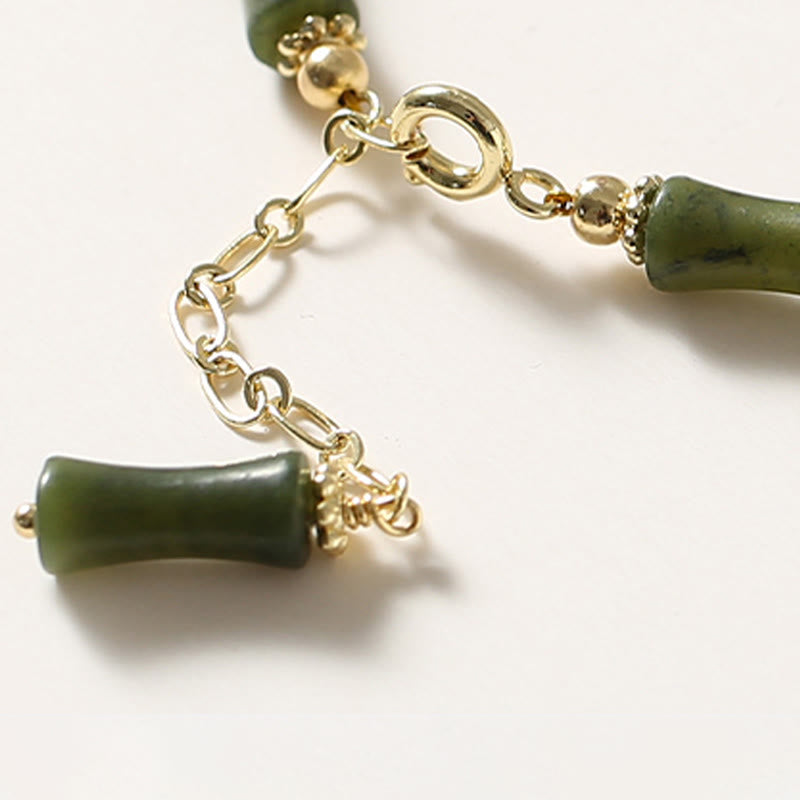 Glass Bead Bamboo Luck Strength Chain Bracelet